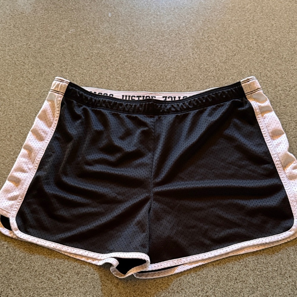 Justice Black with White Trim Athletic Shorts